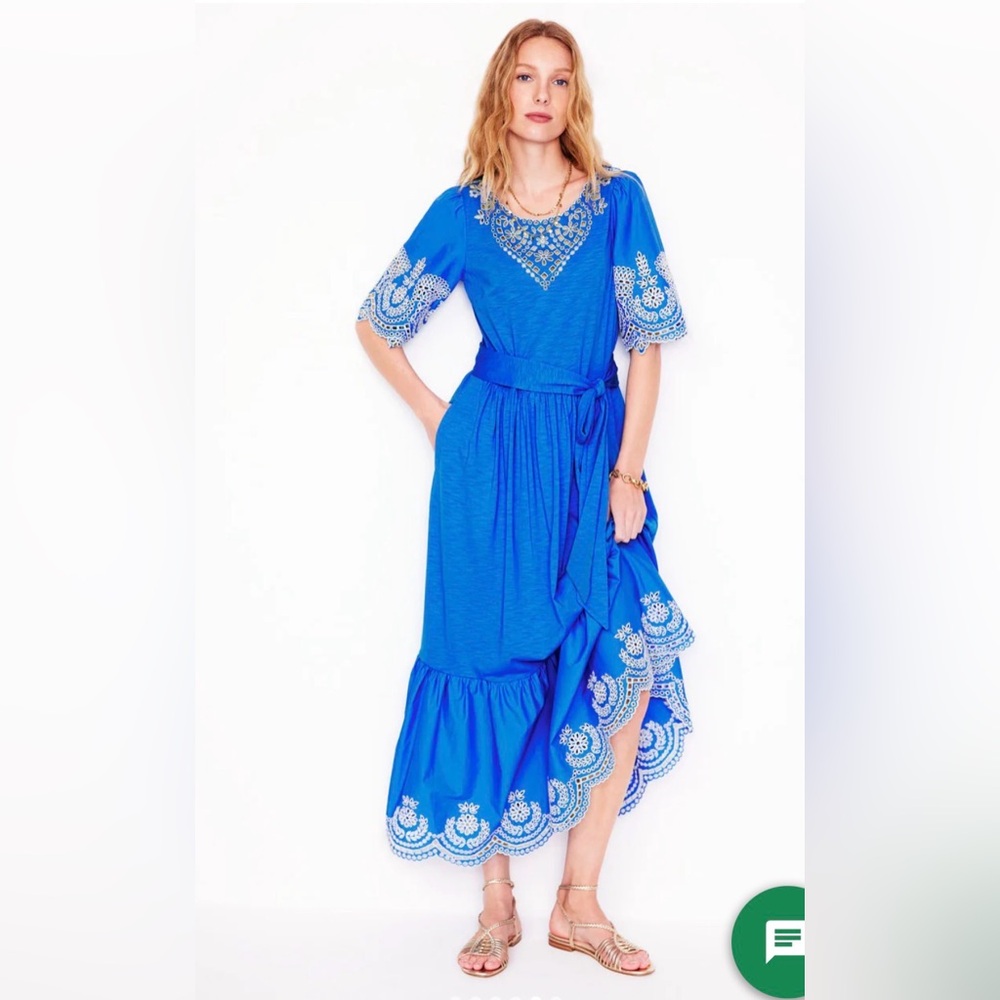 Boden Blue Embroidered Maxi Dress